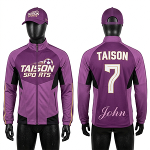 Veste d'entraînement de football pour hommes, tissu interlock en polyester premium 220 GSM, design à panneaux magenta et noir, logo personnalisé par sublimation - Product Image 5
