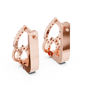 Pendientes de Oro Rosa de 14K con Diamante Cultivado en Laboratorio de Corte Redondo en Forma de Lágrima con Halo, Menos de 1 Quilate, Lujosos para Mujer - Product Image 3