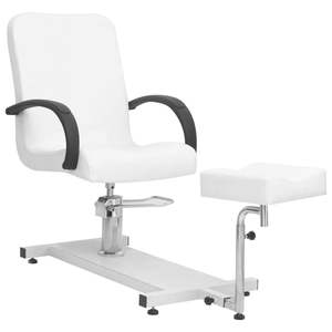 Sillón de Barbería Mediano en Hierro, con Tapicería de Cuero Sintético Blanco y Negro, Silla de Salón de Belleza - Product Image 1