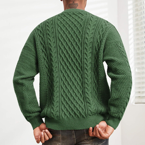 Premium Quality Customizable Men's Knitted Sweaters Anti-Wrinkle 100% Cotton Wholesale O-Neck Long Sleeve Men's Sweaters - Product Image 2