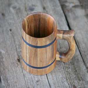 Best Selling Handmade Natural Wood Classic Eco-Friendly Dishwasher Safe Durable Mug Beer Cup for <b>Camping</b> Bar and <b>Kitchen</b> Use - Product Image 6