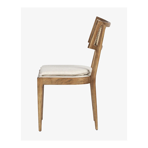 Outdoor Dining <b>Chair</b> Natural <b>Teak</b> Wood And Rattan With Cushion Upholstery Furniture Living Room - Davin - Product Image 4