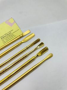 Pousse-cuticules professionnel en acier inoxydable plaqué or mat, logo personnalisé, pousse-cuticules double extrémité pour manucure - Product Image 2