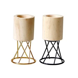 Modern Wooden Candle <b>Holder</b> with Metal Stand Handmade Tabletop <b>Tealight</b> Candle Stand Home Decor - Product Image 4