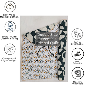 Couette pour bébé à imprimé floral artisanal de Jaipur, 100% coton, lavable en machine, écologique, doux pour la peau, réversible, pour la maison et les voyages - Product Image 4