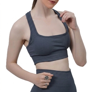 Sujetador deportivo de yoga con espalda cruzada y cuello en U de alta sujeción para mujer, talla grande, transpirable, sin costuras, de secado rápido - Product Image 3