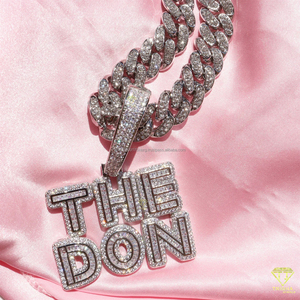 Custom <b>Name</b> Pendant " The Don " Necklace Moissanite Diamond Cuban <b>Chain</b> Hip Hop Jewelry For Men Women - Product Image 2