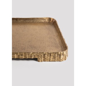 Rectangular <b>Gold</b> Plated Metal Handicraft Decorative <b>Serving</b> <b>Tray</b> Modern Abstract Design Multi-Functional Single Piece for Diwali - Product Image 4
