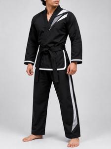 Ensembles de judo unisexes pour adultes de haute qualité en gros OEM, couleurs personnalisées, rayures noires et blanches, évacuation de l'humidité, 100% coton - Product Image 4
