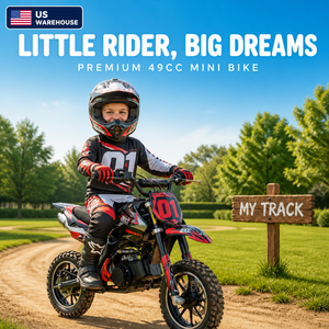 Mini moto à essence noire de 49 cm³ avec démarrage manuel, moto à 2 temps pour enfants, course et divertissement, moto tout-terrain pour enfants - Product Image 6