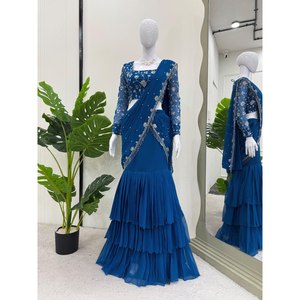 Lehenga Saree prêt-à-porter pour les tenues de soirée - Product Image 4