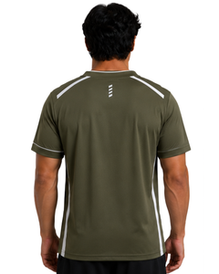 T-shirt de sport vert olive pour homme, manches courtes, séchage rapide, respirant, personnalisable, pour entraînement et gym - Product Image 2