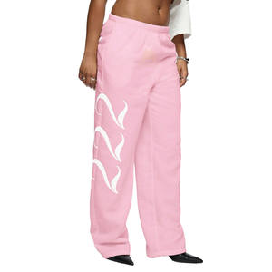 Pantalon de survêtement pour femme, dernière collection, design personnalisé, coupe ample, imprimé sérigraphié avec patchs effet vieilli, personnalisable, pour l'hiver - Product Image 1