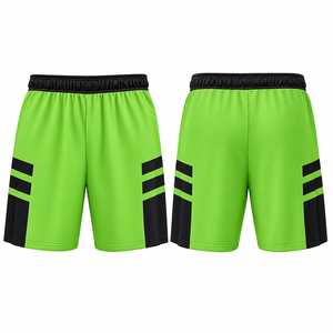 Shorts de football PREMIUM pour hommes, rayés marron et jaune, taille élastique, séchage rapide, impression par sublimation, numéro 23, logo avant - Product Image 2