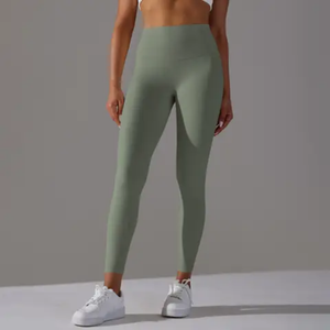 Leggings longs souples taille haute unis ajustés et élastiques pour femmes – Vente en gros personnalisée de leggings pour femmes - Product Image 4
