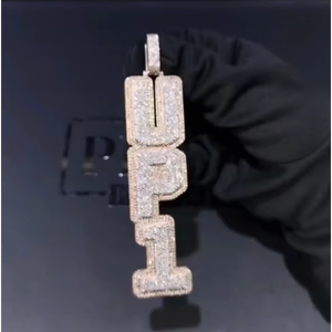 จี้เงินแท้ 925 ประดับเพชรโมอิสซาไนต์ VVS ดีไซน์อักษรย่อตามสั่ง สไตล์ฮิปฮอป สำหรับผู้ชาย - Product Image 1