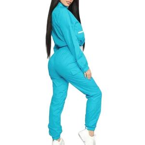 Custom Women's Neon Lightweight Polyester/Nylon Tracksuit Set-Reflective Half-Zip Windbreaker & Cargo Pants - Product Image 5