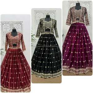 Lahenga choli สำหรับการมีส่วนร่วม All-over Koti ทำงานด้วยไหมหนักชุดสบายๆสำหรับเจ้าสาวแม่บ้านราคาถูก - Product Image 4