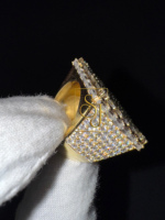 Bague de championnat pour homme, tendance, originale, en argent 925 plaqué or, sertie de moissanite de qualité supérieure, avec un grand carré de diamants invisibles