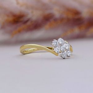 Floral Radiance <b>Diamond</b> Cluster Ring Solid Gold Luxury Design with Natural Fancy <b>Diamonds</b> Unisex Jewelry - Product Image 2