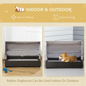 Cuccia per Gatti in Vimini Pet-Friendly con Tetto, Divano per Cani in Rattan per Patio e Caffetteria - Product Image 4