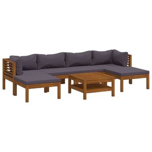 Ensemble de salon modulaire en bois d'acacia massif gris foncé, 7 pièces, meubles de jardin modulaires - Product Image 2
