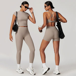 Conjuntos de Ropa Deportiva para Mujer con Logotipo Personalizado, Dos Piezas, Top con Cierre y Leggings de Cintura Alta, Manga Larga - Product Image 1