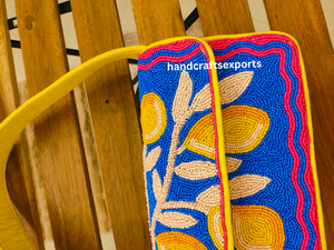 Sac à bandoulière de luxe fait main en perles de citron – Sac à main brodé léger, sûr et tendance |   Conception de logo personnalisée en couleur - Product Image 4