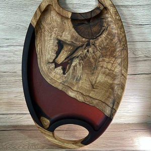 Unique Design Wood & Resin Serving <b>Tray</b> Platter Round Breakfast Tea Coffee Kitchenware Dining & Living Room Decorative <b>Tray</b> - Product Image 1