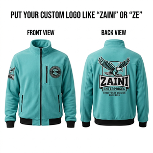 Men Polar Fleece <b>Jacket</b> 320 GSM Premium Polyester Fleece Aqua Full Zip Stand Collar Custom Embroidery Print Logo OEM - Product Image 1