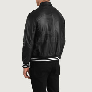 แจ็คเก็ตหนัง Letterman สำหรับผู้ชายคุณภาพสูงสั่งทำพิเศษ ขายดี พร้อมโลโก้ด้านหน้า เป็นมิตรกับสิ่งแวดล้อม ระบายอากาศได้ดี สำหรับขายออนไลน์ - Product Image 4
