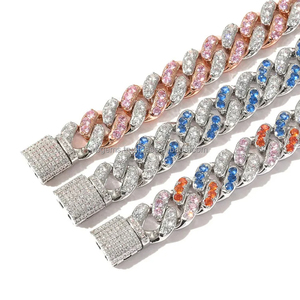Wholesale 925 Silver Rhodium Plated <b>Rope</b> <b>Chain</b> Yellow Gold Ready Ship Hip Hop Iced Moissanite Cuban Necklace - Product Image 5