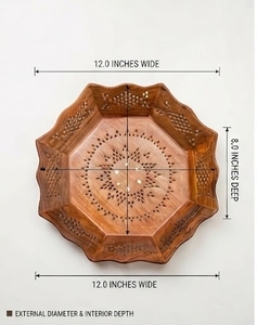 Tazón de Madera de Mango Hecho a Mano, Ecológico, con Diseño Tallado Tradicional Chino, Apto para Lavavajillas, para Servir Alimentos y Regalos - Product Image 4