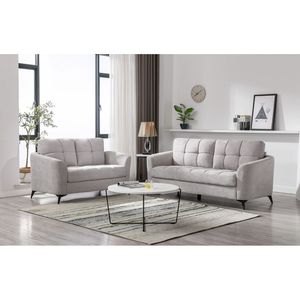Set Divano e Poltrona in Tessuto Grigio Chiaro Callie per il Tuo Soggiorno - Product Image 1