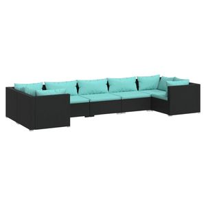 Conjunto de Muebles de Jardín de Ratán PE Negro con Acero con Recubrimiento en Polvo, Elegantes Muebles de Exterior - Product Image 2