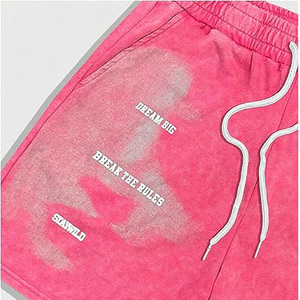 Pantalones Cortos Estampados con Efecto Ácido para Hombre, Estilo Urbano con Tipografía Moderna, Algodón Suave al Tacto, Pantalones Cortos Deportivos para Gimnasio, Modelo 2026 - Product Image 3