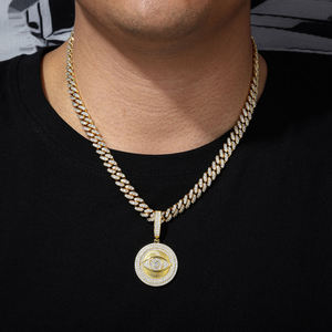 Collar con Colgante de Ojo que Todo lo Ve, Chapado en Oro de 18K, Joyería Hip Hop para Hombre - Product Image 1