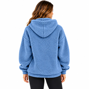 Custom Front Logo Women <b>Sherpa</b> <b>Hoodie</b> Oversized Plush Fleece Pullover Warm Winter Sweatshirt High Quality - Product Image 2