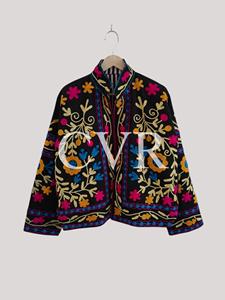 Prenda Exterior Casual de Otoño para Mujer, Talla Grande, con Cuello Mandarín, Manga Larga y Patrón Floral Bordado a Mano - Product Image 3