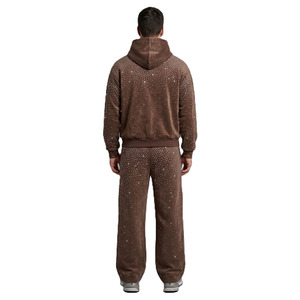 Conjuntos de Ropa Personalizada para Hombre, 2 Piezas, Sudadera con Pedrería y Pantalones Deportivos, Diseño OEM con Pedrería, Estilo Hip Hop, Transpirable, Ropa Urbana de Invierno - Product Image 3