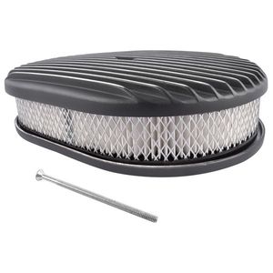 Filtro Aria Ovale Nero da 12 Pollici in Alluminio con Elemento Completamente Alettato, Adatto per Carburatori a 4 Corpi SBC Classic Chevy, Ford, Mopar e Carburatori da 5 1/8 Pollici - Product Image 6