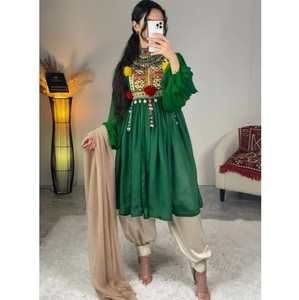 Vestido Pathani para Bodas, Vestido Tribal Kuchi Estampado para Niñas, Vestidos para Fiestas al Aire Libre, Vestido Pashtun Nuristan para Danza del Vientre, Transpirable - Product Image 6