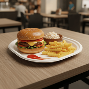 Assiettes carrées compostables en bagasse de 7 pouces de qualité supérieure |   Barquette jetable biodégradable en canne à sucre 1D |   Assiette à nourriture pour fête écologique - Product Image 4