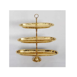 Excellente assiette de service en aluminium de qualité supérieure plateau circulaire en métal à deux niveaux pour l'affichage de fête d'hôtel décoratif - Product Image 1