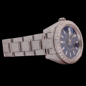 Trendy <b>Blue</b> Color Dial Fully Iced Out Luxurious Moissanite Diamond Stainless Steel Hip Hop Style Wristwatch <b>Man's</b> Jewelry - Product Image 4