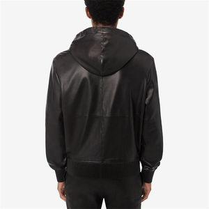 Sudadera con capucha de cuero genuino para hombre, ropa informal, sudadera con capucha de cuero para mujer, estilo moderno, sudadera con capucha de cuero premium para hombre - Product Image 4