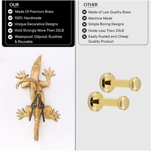 Wholesale Handmade Golden Lizard <b>Wall</b> <b>Hook</b> Design Vintage Metal Animal Decorative <b>Hook</b> For <b>Keys</b> and Coat - Product Image 4