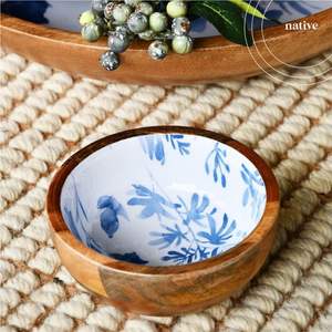 Tazón de Cereales Ecológico de Madera Natural con Incrustaciones de Esmalte, Tazón de Ensalada de Madera Hecho a Mano con Forma Irregular de Lujo, Juego de Utensilios de Cocina de Grado Alimenticio - Product Image 4