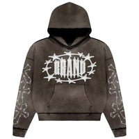Sweat à capuche pour homme, style streetwear, avec strass brillants et broderies diamant, en molleton 100% coton écologique, coupe classique avec poche