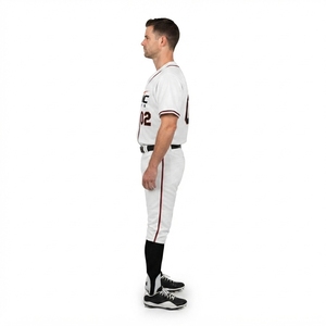 Custom Baseball Uniforms Set 100% Polyester Mesh Button <b>Down</b> Jersey and <b>Pants</b> Mens Team Sports Wear OEM Logo - Product Image 3